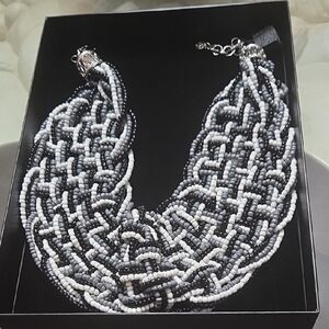 Elegant Black and White Beaded Necklace